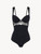 Underwired Bodysuit in black Lycra with Leavers lace_0
