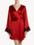 Red silk satin short robe with frastaglio_1