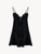 Slip Dress in black silk satin with embroidered tulle_0