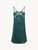 Slip Dress in dark green silk with Leavers lace_0