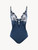 Bodysuit in blue Lycra with embroidered tulle_0
