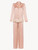 Pink silk pajama set with frastaglio_0