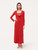 Long sleeved long nightgown in garnet modal stretch with Leavers lace_1