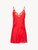 Red silk slip dress with macramé_0