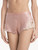 Powder pink silk sleep shorts with frastaglio_1