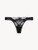 Black Leavers lace thong with gathered tulle_0