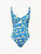Blue Printed Cut-out Swimsuit_0