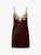 Bordeaux red silk satin slip with frastaglio_0
