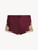 Bordeaux red silk sleep shorts with frastaglio_0