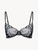 Underwired bra in black silk satin stretch with Leavers lace_0