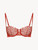 Balconette bra in red silk-georgette with macramè trim_0