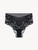 High-waisted briefs in black tulle and Leavers lace_0