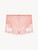 Pink silk pajama shorts with Leavers lace trim_0
