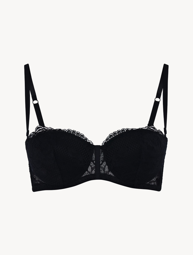 Luxury Lace Bandeau Bra in Black | La Perla