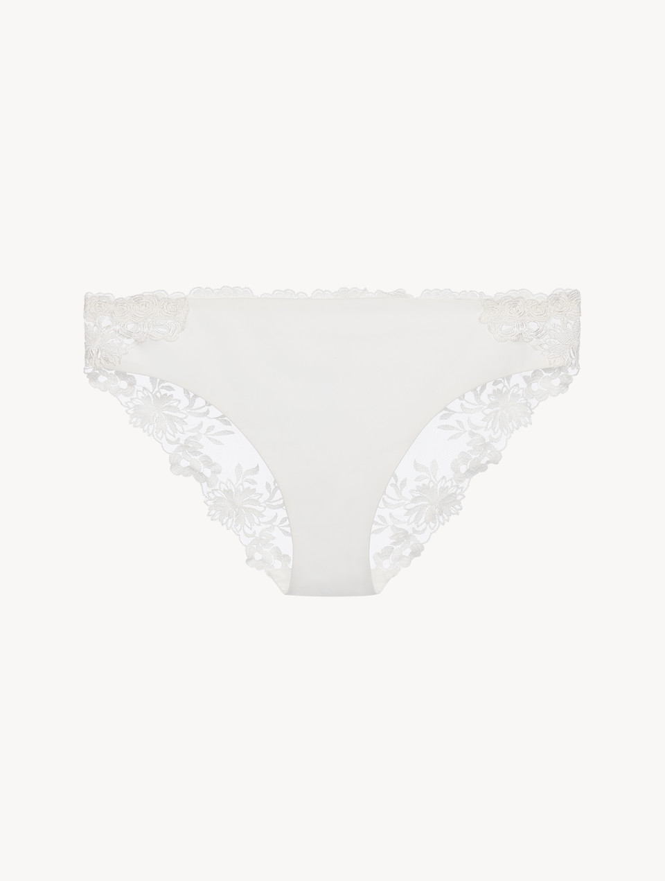 Lycra Mid-Rise Panties in Off-White Embroidered Tulle | La Perla
