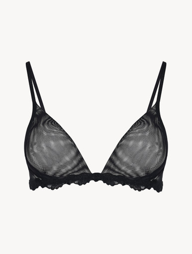 Triangle Bra in sheer black stretch tulle