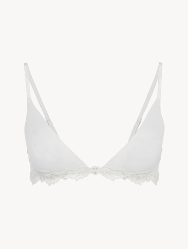 Luxury Stretch Tulle Triangle Bra in Off-White | La Perla