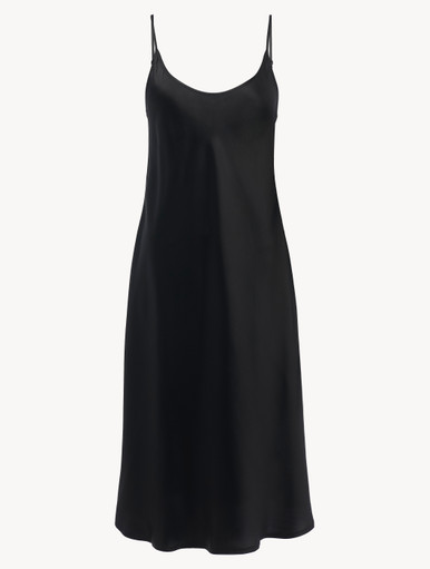 Luxury Silk Midi Nightdress in Black | La Perla