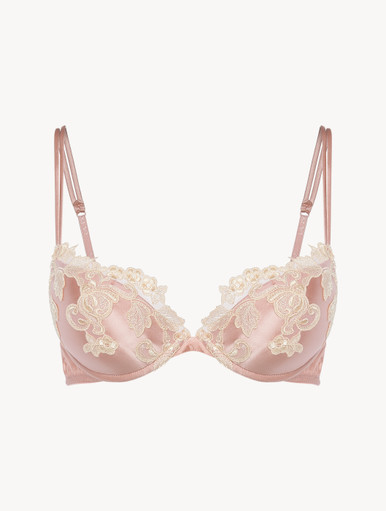 LA PERLA Desert Rose Bra & Thong セット Silk Underwired Bra in Powder Pink & Ivory Frastaglio | La Perla