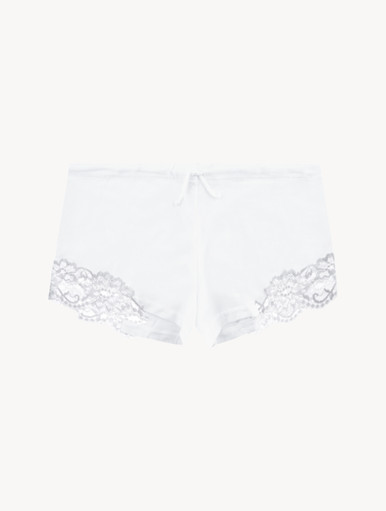 Luxury Cotton Sleep Shorts in White | La Perla