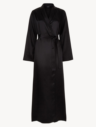 Black silk long robe