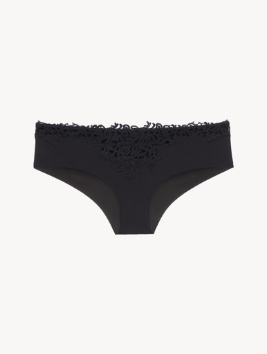 La Perla Macrame Poem Black Front Fastening PushUp Bra In Silk ($635) ❤  liked on Polyvore featuring intimates, b…