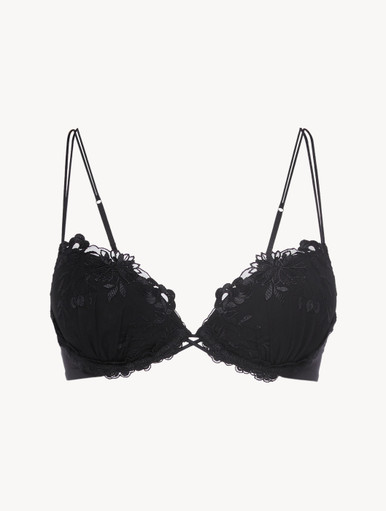 Push-up Bra in Black Lycra with embroidered tulle - La Perla