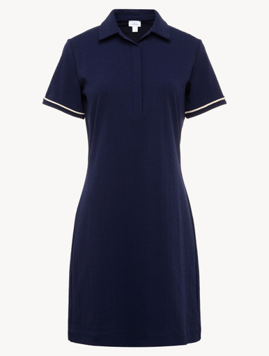 ワンピース Scalloped Polo Dress / navy Msize Monogram Polo Dress in Navy | La Perla