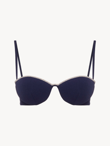 LAPERIA ビキニ Underwired Bra in off-white Lycra with embroidered tulle