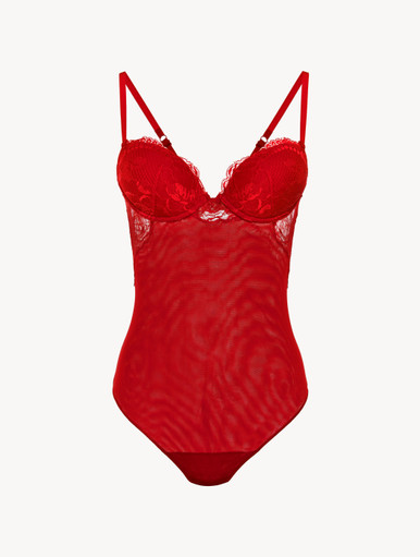Luxury Lace Bodysuit in Red | La Perla