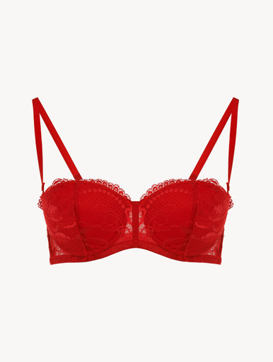 Luxury Lace Bandeau Bra in Red | La Perla