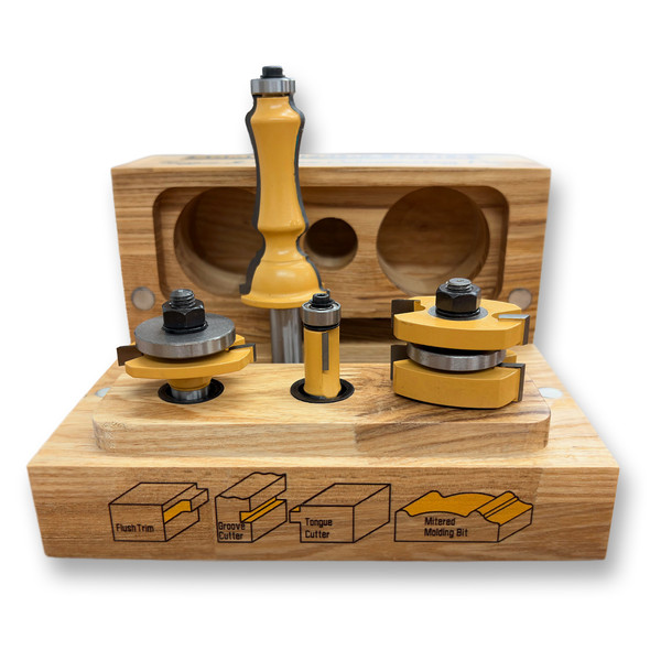 Sommerfeld 4-Pc Tongue & Groove Cabinetmaking Pro Router Bit Woodworking Tool Set