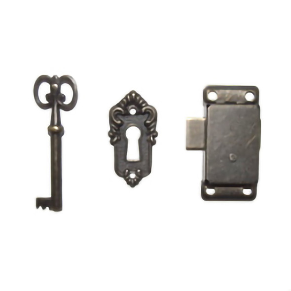 Surface Mount Lock w/Key Escutheon for Large Grandfather Clo