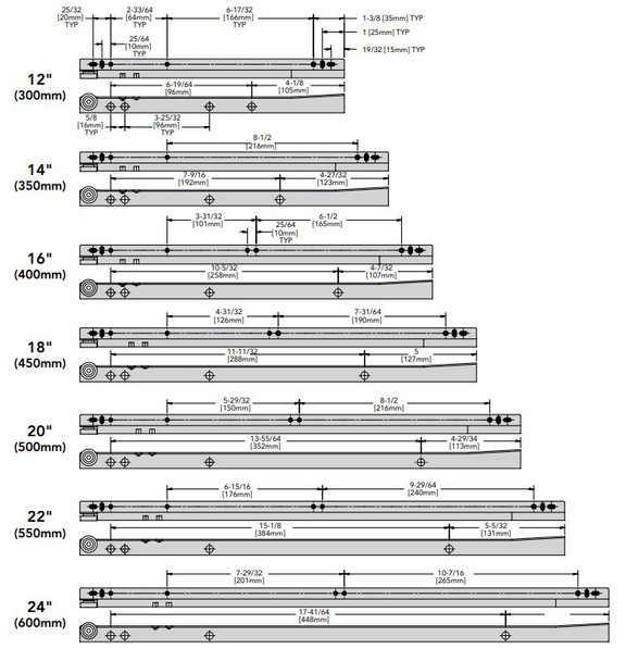 Knape and Vogt Standard Drawer Slide for 16" drawers          