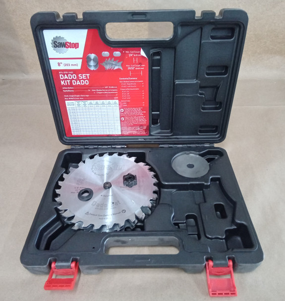 SawStop Premium 8 inch Dado set 5/8 Arbor Hole 1/4 to 29/32 in width Flat Bottom