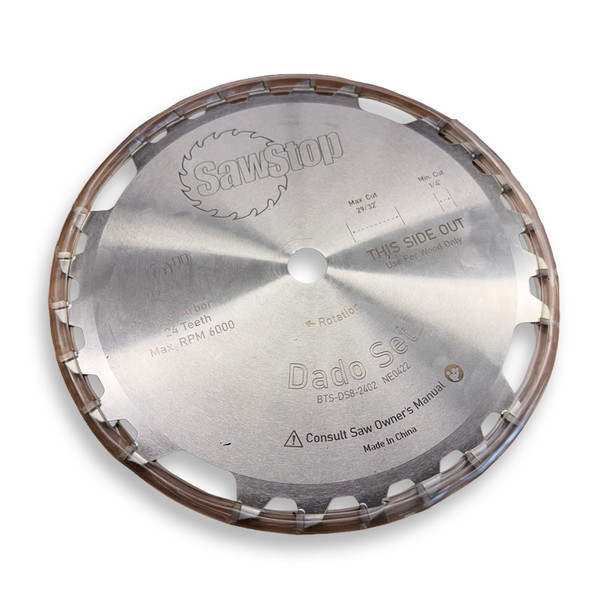 USED SawStop Premium 8 inch Dado set 5/8 Arbor Hole 1/4 to 29/32 in width Flat Bottom *READ*
