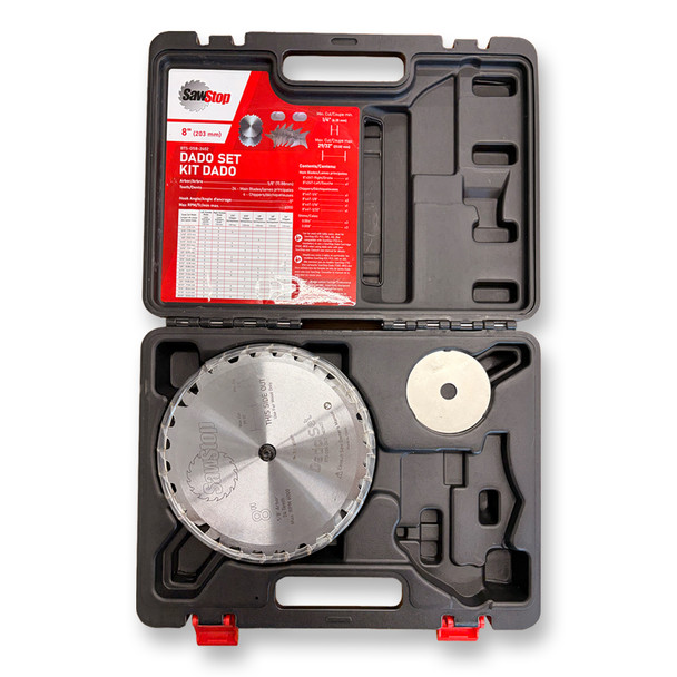 USED SawStop Premium 8 inch Dado set 5/8 Arbor Hole 1/4 to 29/32 in width Flat Bottom *READ*