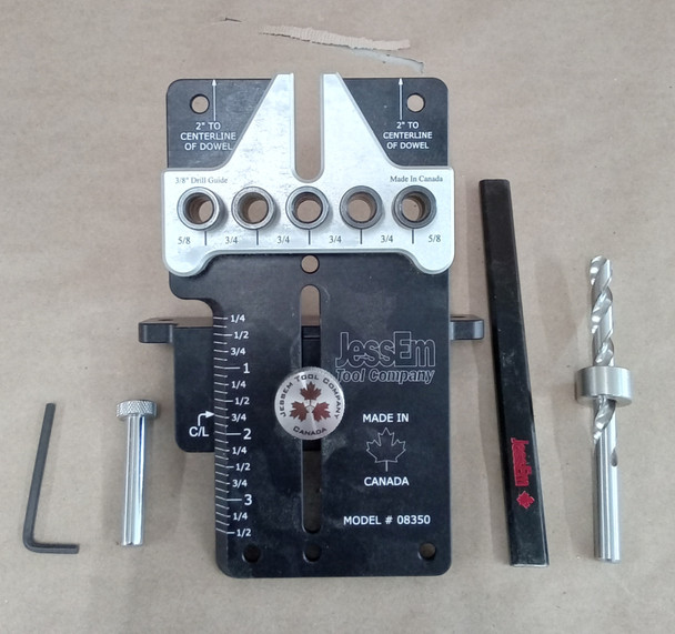 JessEm Dowelling Jig 8350 (Includes 5ea - 3/8" guide bushings, drill bit, sto...