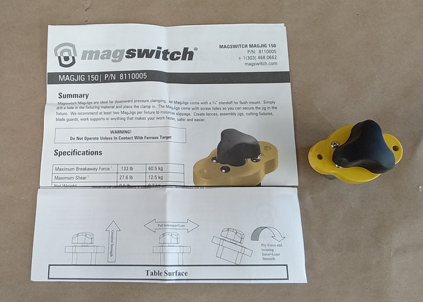 Magswitch MAGJIG 150 table saw 150 pound force work holding Jig