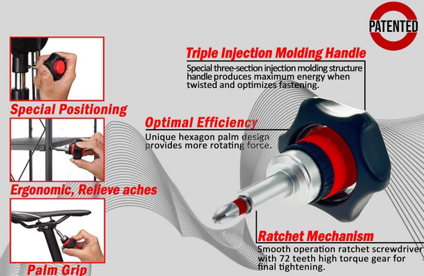 Ergonomic Ratchet On/Off Large Palm Hex Head Tool driver for tight spaces
