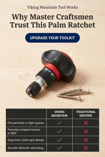 Ergonomic Ratchet On/Off Large Palm Hex Head Tool driver for tight spaces