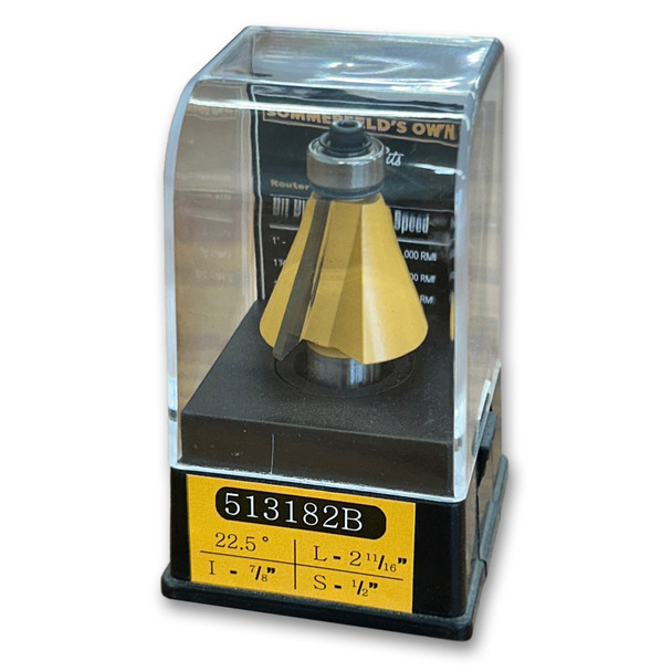 Chamfer Bit w/Bearing 22.5CA,1-1/4CD,7/8CL,2-7/8OL,1/2SH