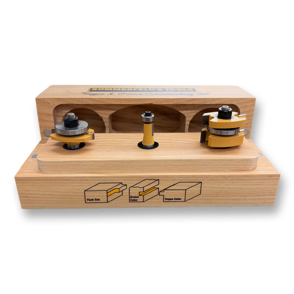 Sommerfeld 3-Pc Tongue & Groove Cabinetmaking Router Bit Woodworking Tool Set