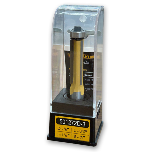 3-Wing Flush Trim Bit 1/2CD,1-1/2CL,3-5/8OL,1/2SH