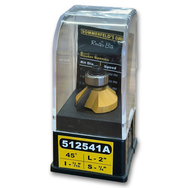 Chamfer Bit w/Bearing 45CA,1CD,7/16CL,2OL,1/4SH