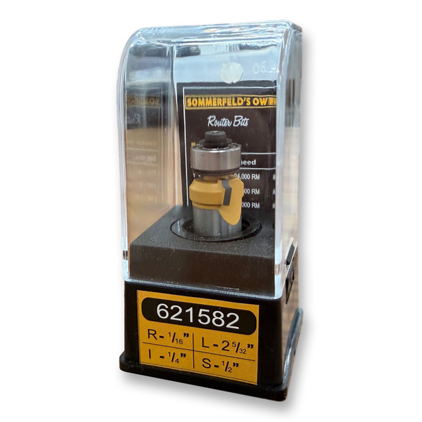 Sommerfeld Roundover Bit w/Bearing Woodworking Tool 1/16CR,5/8CD,1/4CL,2-5/32OL,1/2SH