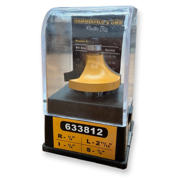 Sommerfeld Beading Router Bit Woodworking Tool w/Bearing 1/2CR,1-1/2CD,3/4CL,2-11/16OL,1/2SH