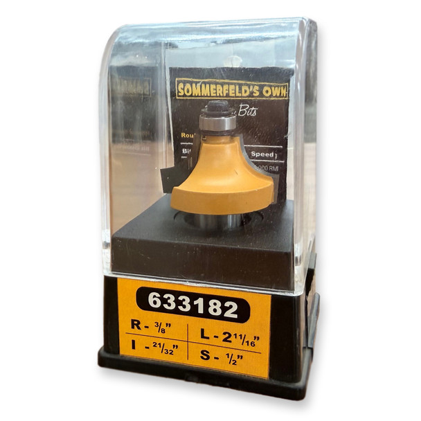 Sommerfeld Beading Router Bit Woodworking Tool w/Bearing 3/8CR,1-1/4CD,21/32CL,2-11/16OL,1/2SH