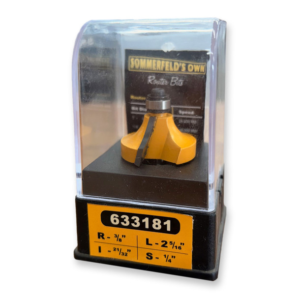 Sommerfeld Beading Router Bit Woodworking Tool w/Bearing 3/8CR,1-1/4CD,21/32CL,2-5/16OL,1/4SH