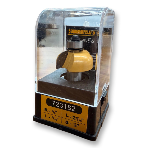 Sommerfeld Cove Router Bit Woodworking Tool w/Bearing 3/8CR,1 1/4CD,9/16CL,2 9/16OL,1/2SH